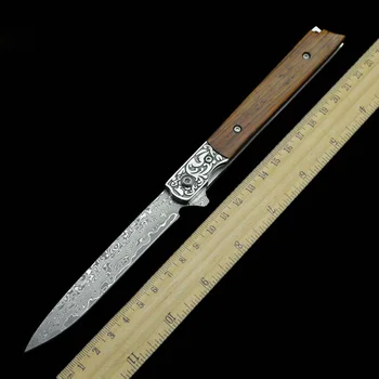 Damascus Folding Knife hunting Natural red sandalwood carved steel headBall bearing Survival outdoor utility knife EDC TOOLS
Damascus Folding Knife hunting Natural red sandalwood carved steel headBall bearing Survival outdoor utility knife EDC TOOLS