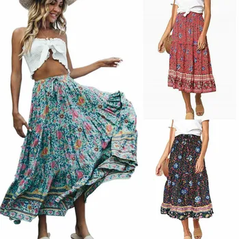 Women Boho Elastic Waist Print Maxi Skirt Summer 2019 Women Casual Ruffles Long Beach Skirt
Women Boho Elastic Waist Print Maxi Skirt Summer 2019 Women Casual Ruffles Long Beach Skirt