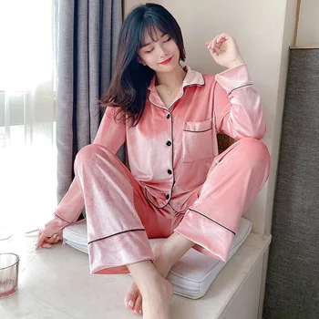 Wmyqdlq Pyjamas Spring And Autumn New Gold Velvet Pajamas Women Winter Sexy Pyjama Long-Sleeved Suit Comfortable Home Service
Wmyqdlq Pyjamas Spring And Autumn New Gold Velvet Pajamas Women Winter Sexy Pyjama Long-Sleeved Suit Comfortable Home Service