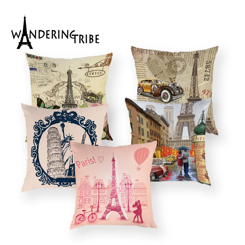 Французский Парижский чехол для подушки разноцветный винтажный Чехол с цветами