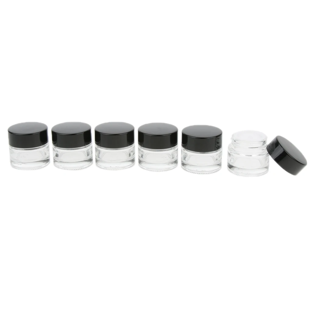 6/set 10g Clear Glass Jar with Lid Travel Bottles Kit Compact Storage 6/set 10g Clear Glass Jar with Lid Travel Bottles Kit Compact Storage