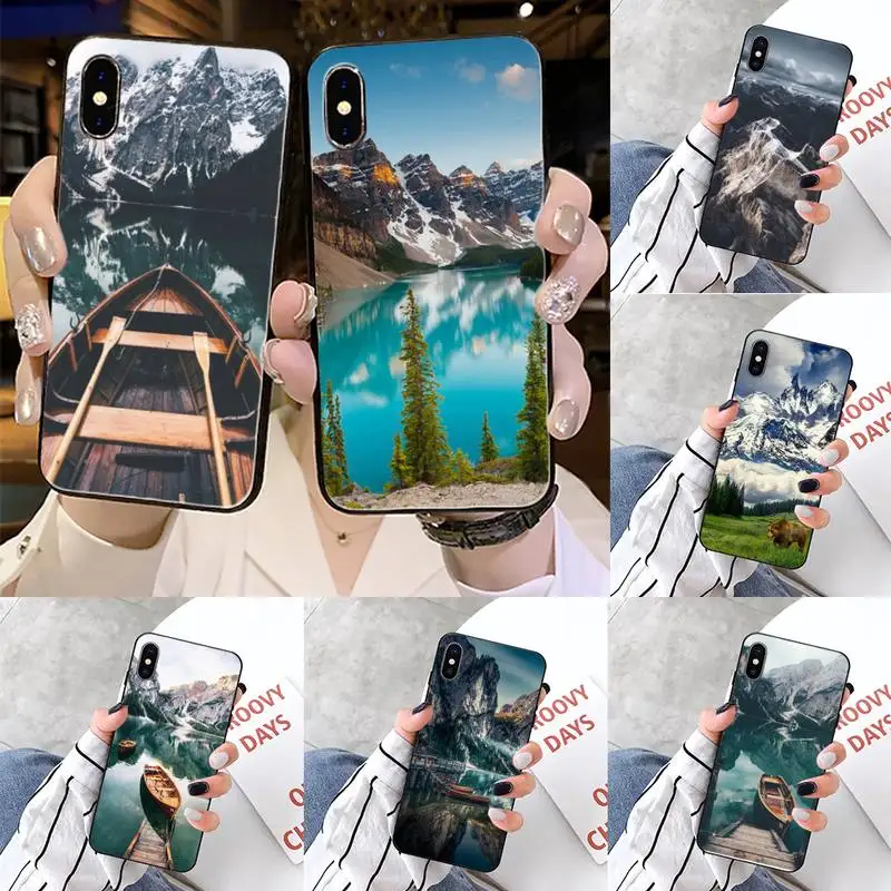 Чехол для iPhone 11 12 pro XS MAX 8 7 6 6S Plus X 5S SE 2020 XR с природным пейзажем озеро Снежная гора |