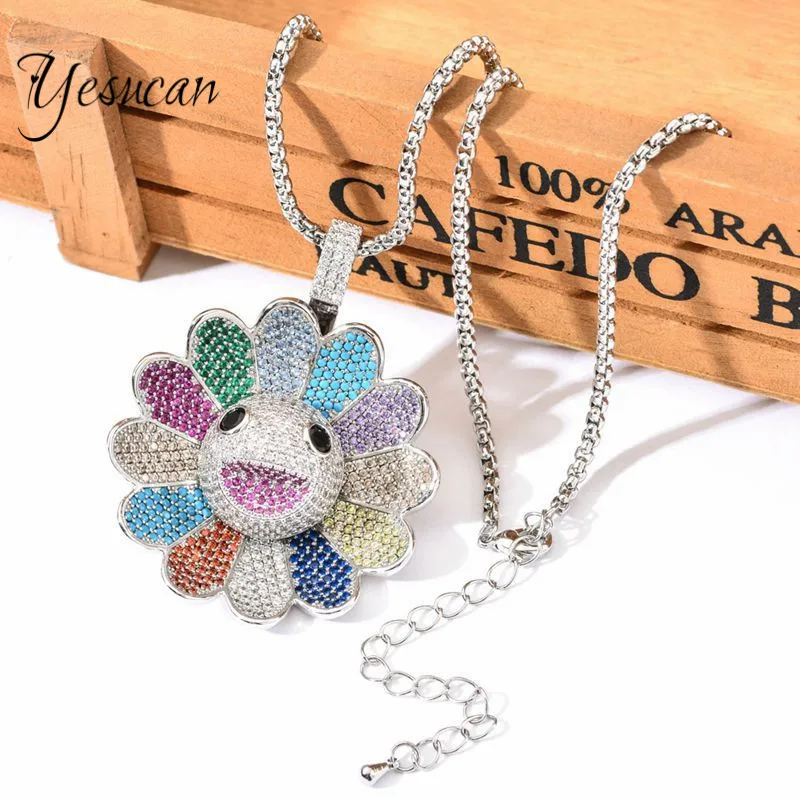 Fashion Colorful Rainbow Sunflower Necklace Cubic Zircon Pendant Rotatable Charm Copper Jewelry Wedding Gift For Women Birthday
Fashion Colorful Rainbow Sunflower Necklace Cubic Zircon Pendant Rotatable Charm Copper Jewelry Wedding Gift For Women Birthday
