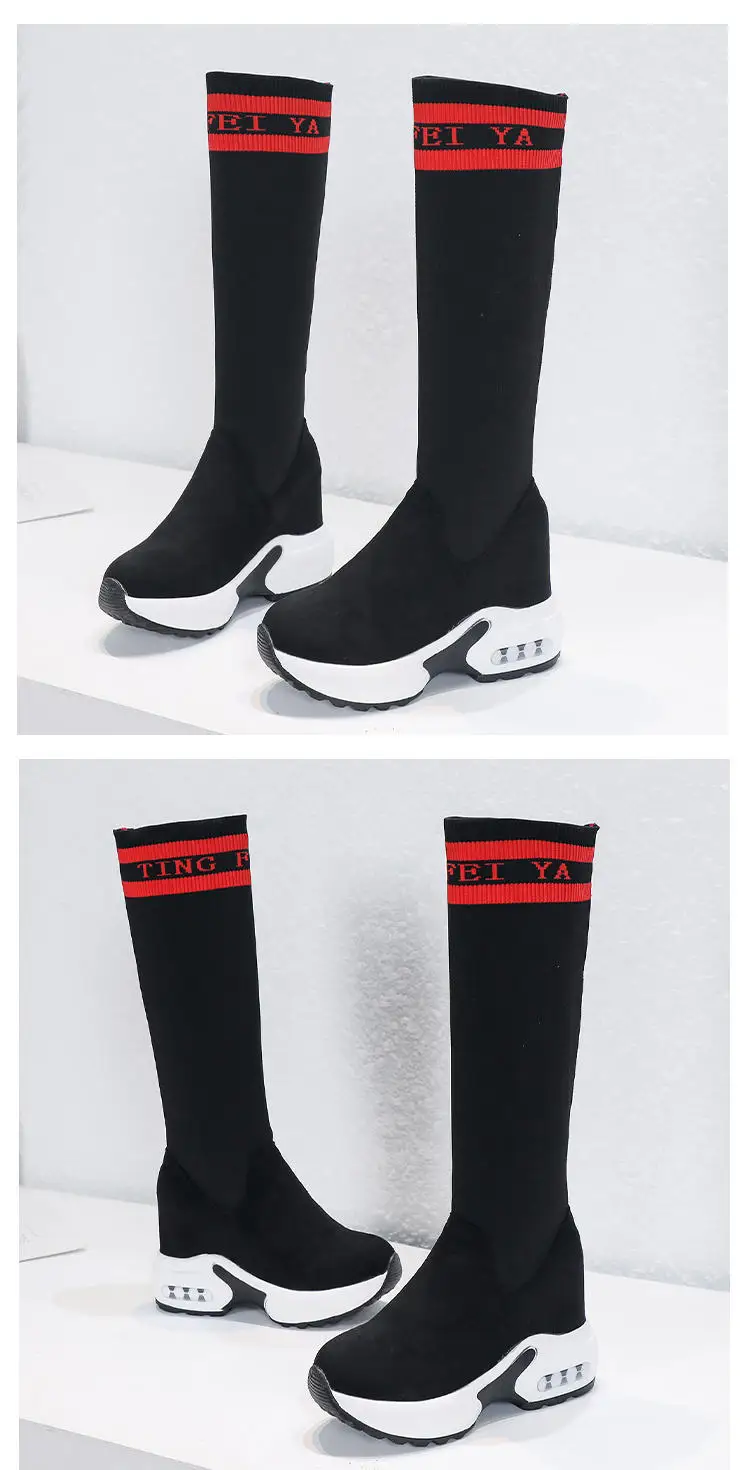 Fashion Height Increasing Cosplay Shoes Women Long Boots Fall 2020 Thick Bottom Knee High Boots Knitted Elastic Thin Socks Boots Fashion Height Increasing Cosplay Shoes Women Long Boots Fall 2020 Thick Bottom Knee High Boots Knitted Elastic Thin Socks Boots