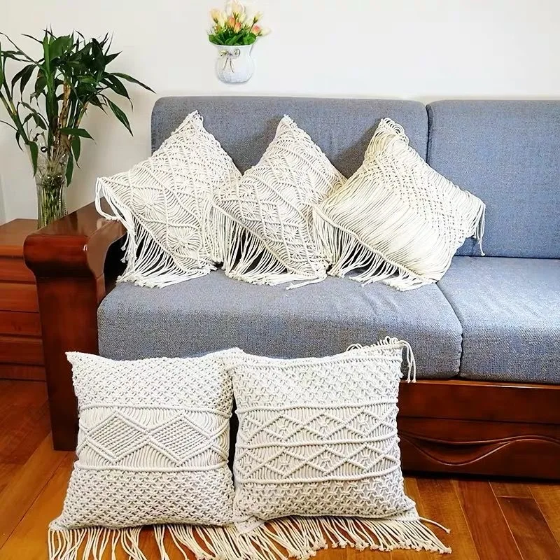 Macrame Geometric Cushion Cover - Boho Tassel Pillowcase 45x45cm 9 Hf57b2bf3035a489fb943f8e9256326dbB