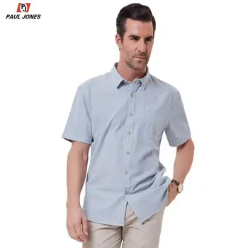 PAUL JONES Men's Casual Short Sleeve Striped Shirt 100% Cotton Regular Fit Button-Down Business Work Shirt Summer Tops PJ00114
PAUL JONES Men's Casual Short Sleeve Striped Shirt 100% Cotton Regular Fit Button-Down Business Work Shirt Summer Tops PJ00114