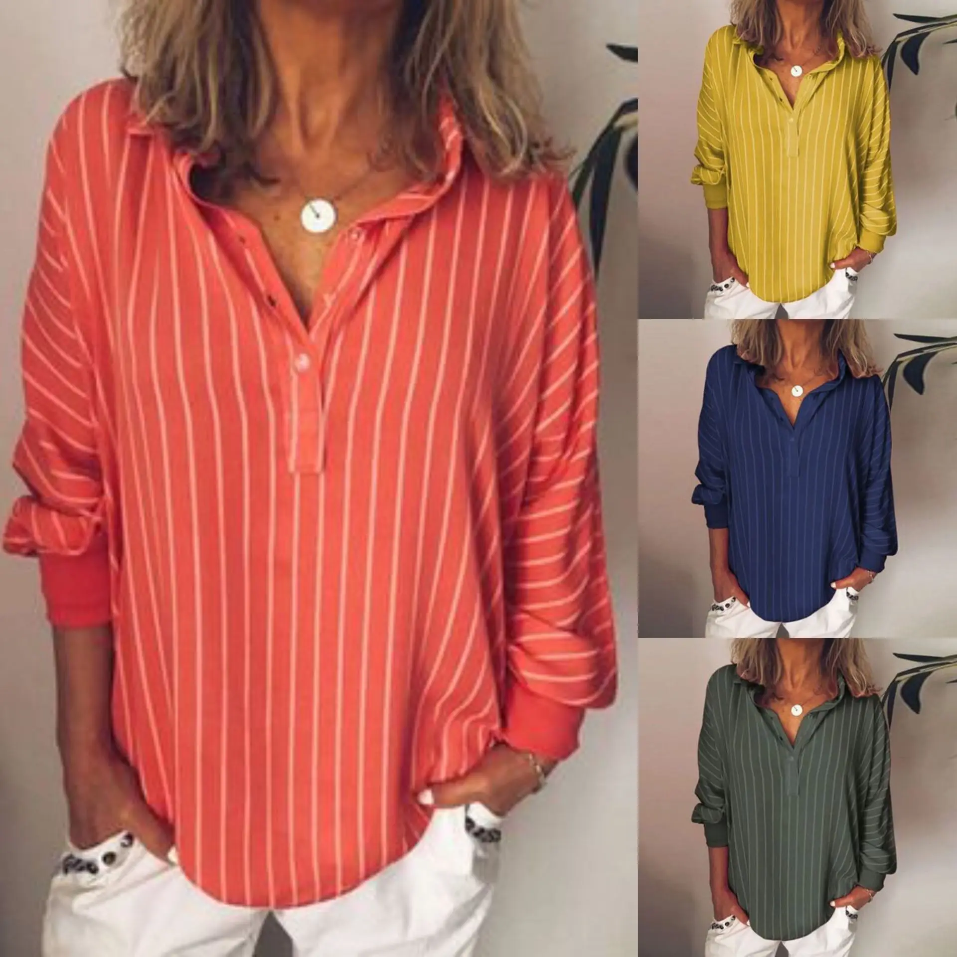 2019 Summer Autumn Womens Blouses Shirts Striped Long Sleeve Shirt Long Tops Ladies Loose Blouse Plus Size Blouses Feminina
2019 Summer Autumn Womens Blouses Shirts Striped Long Sleeve Shirt Long Tops Ladies Loose Blouse Plus Size Blouses Feminina