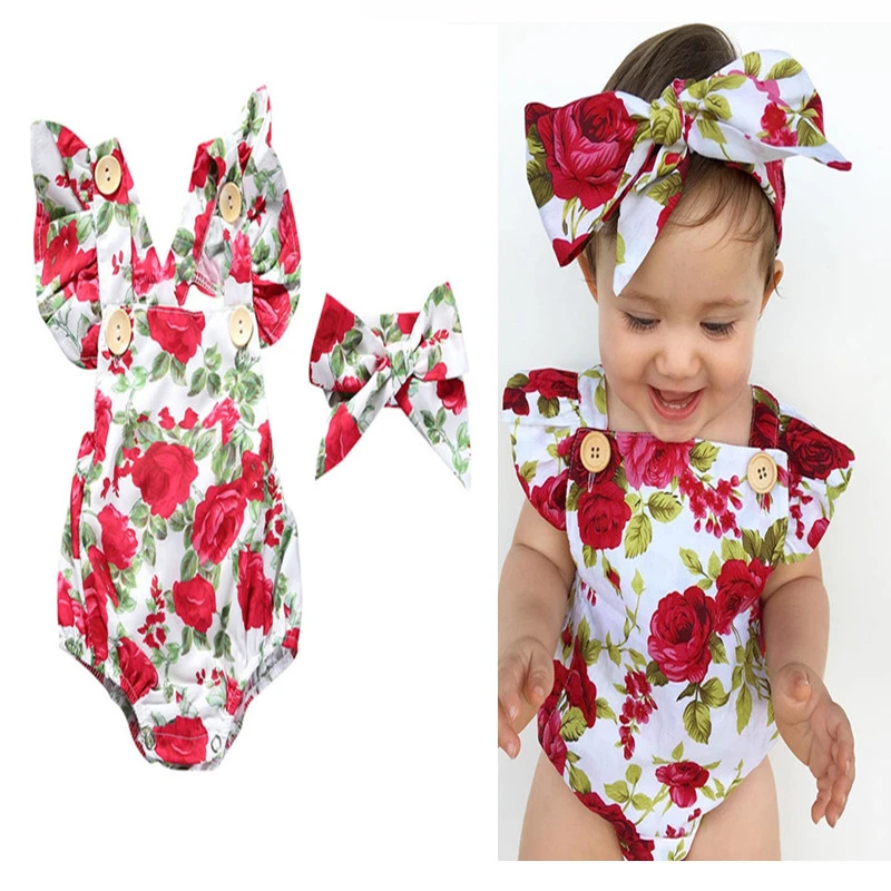 Cute Floral Romper 2pcs Baby Girls Clothes Jumpsuit Romper+Headband 0-24M Age Toddler Newborn Outfits Set Hot Summer Clothes
Cute Floral Romper 2pcs Baby Girls Clothes Jumpsuit Romper+Headband 0-24M Age Toddler Newborn Outfits Set Hot Summer Clothes