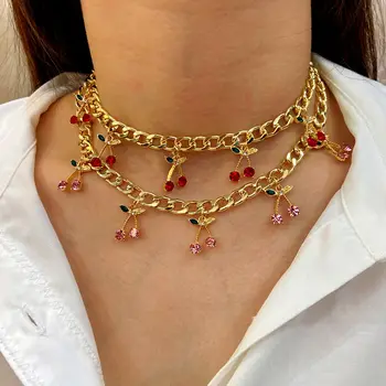 JJFOUCS Charm Crystal Cherry Pendant Necklace for Women Statement Curb Cuban Choker Metal Collar Necklace Girls Hiphop Jewelry
JJFOUCS Charm Crystal Cherry Pendant Necklace for Women Statement Curb Cuban Choker Metal Collar Necklace Girls Hiphop Jewelry