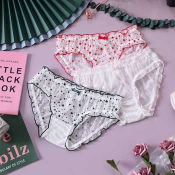 Ladies Clear Star Mesh Transparent Sexy Cute Low Waist Briefs Sweet Japanese Lolita Breathable Female Panties Woman Underwear 
Ladies Clear Star Mesh Transparent Sexy Cute Low Waist Briefs Sweet Japanese Lolita Breathable Female Panties Woman Underwear