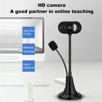 

LED HD Webcam Desktop Computer PC Video Usb With Microphone Night Vision Camera USB 2.0 Wired Webcams PC Laptop Video Camera NEW