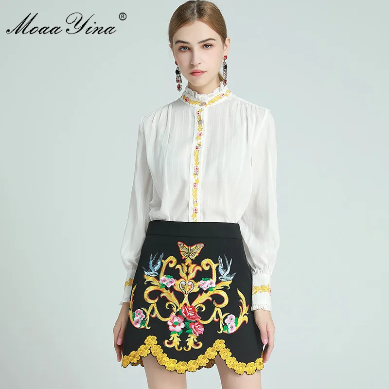 MoaaYina Fashion Designer Set Spring Women's Long sleeve Blouses Tops+Flowers Embroidery Skirt Two-piece sets
MoaaYina Fashion Designer Set Spring Women's Long sleeve Blouses Tops+Flowers Embroidery Skirt Two-piece sets