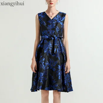 New Dark Blue Women Vintage Printed Ball Gown Dress Midi Fashion Tank Dress Summer Sleeveless Bandage Knee Length Dresses
New Dark Blue Women Vintage Printed Ball Gown Dress Midi Fashion Tank Dress Summer Sleeveless Bandage Knee Length Dresses