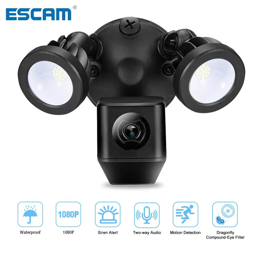 ESCAM QF612 Floodlight Camera with Motion Sensor Light 1080P HD Wireless Security Camera System Two Way Talk Weatherproof
ESCAM QF612 Floodlight Camera with Motion Sensor Light 1080P HD Wireless Security Camera System Two Way Talk Weatherproof