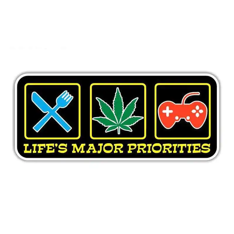 SZWL Cartoon Life's Major Priorities Weed Fork Games Car Stickers Vinyl Waterproof Sunscreen Decal Auto Accessories,13cm*5cm
SZWL Cartoon Life's Major Priorities Weed Fork Games Car Stickers Vinyl Waterproof Sunscreen Decal Auto Accessories,13cm*5cm
