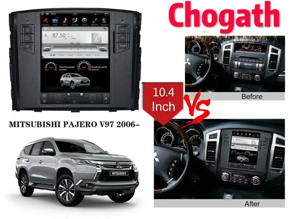 Автомобильный мультимедийный плеер Chogath 10 4 дюйма android 7 1 Tesla 32 Гб ПЗУ для Mitsubishi Pajero