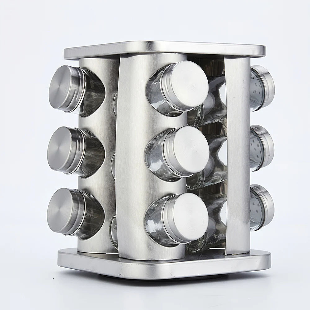 Revolving Countertop Spice Rack 12-Jar Revolving Spice Organizer Stainless Steel Rotating Spice Tower with Free Spice Refills
Revolving Countertop Spice Rack 12-Jar Revolving Spice Organizer Stainless Steel Rotating Spice Tower with Free Spice Refills