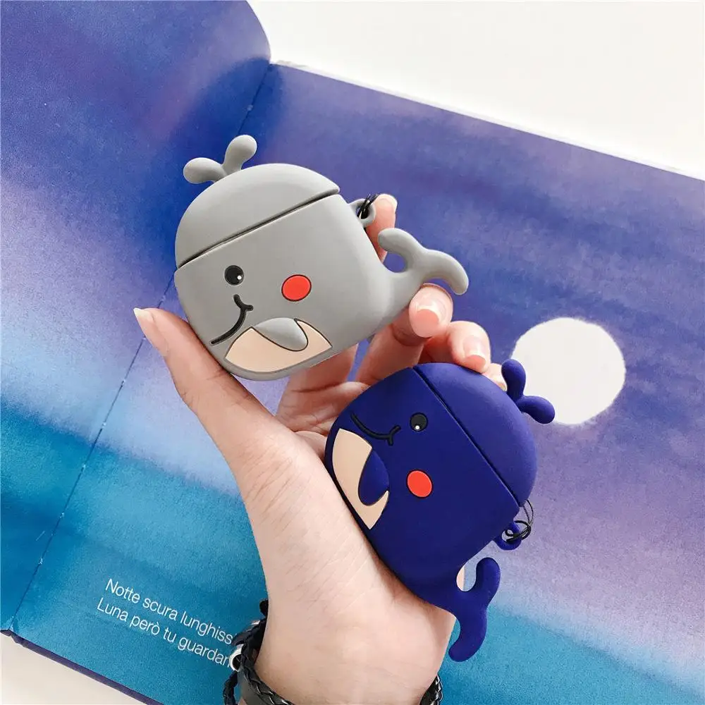 cute 3D cartoon whale funny Couple Silicone soft case For Apple new Airpods 1/2 Cover Wireless Bluetooth Earphone Anti-drop case 
cute 3D cartoon whale funny Couple Silicone soft case For Apple new Airpods 1/2 Cover Wireless Bluetooth Earphone Anti-drop case