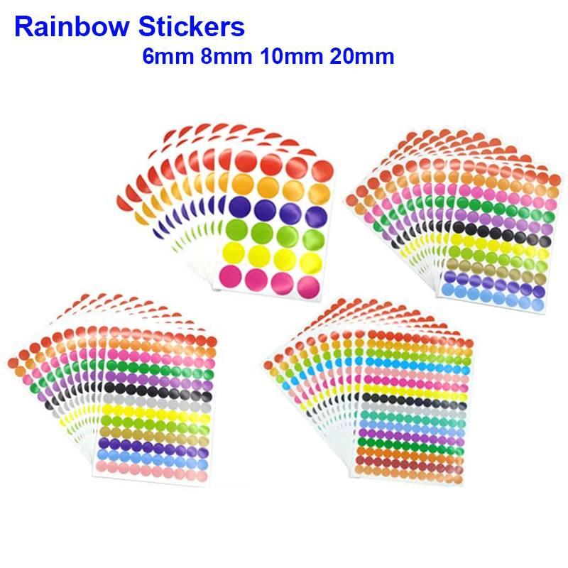 6mm 8mm 10mm 20mm Round Spot Circles Sealing Stiker Paper Labels Coloured Dot Stickers Adhesive Package Label Party Decoration |
