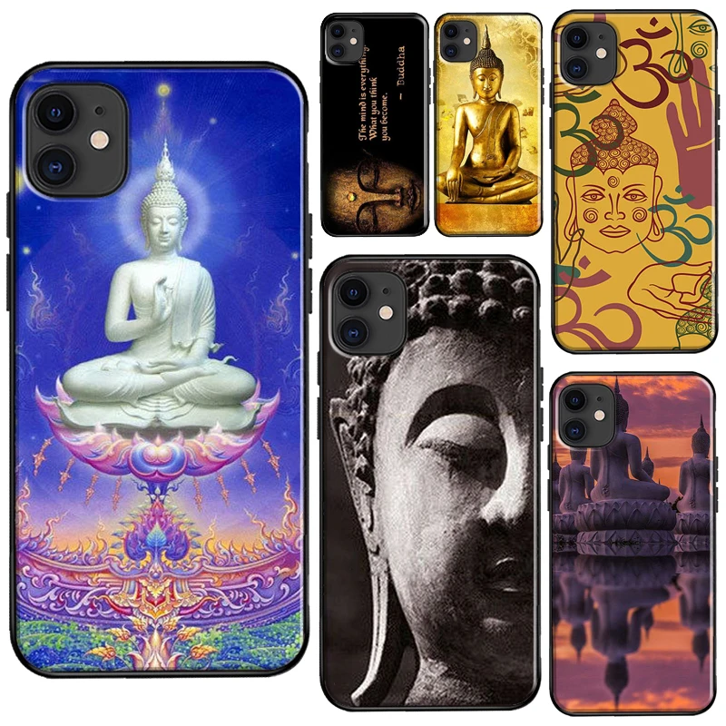 Фото Buddha statue Vintage Case For iPhone 11 Pro Max XR X XS SE 2020 5S 6S 8 7 Plus 12 13 mini Cover | Мобильные телефоны и