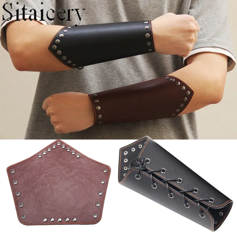 1 Piece Men PU Leather Arm Warmers Lace-Up Bracer Protective Arm Armor Cuff Cross String Steampunk Gauntlet Wristband Cosplay 
1 Piece Men PU Leather Arm Warmers Lace-Up Bracer Protective Arm Armor Cuff Cross String Steampunk Gauntlet Wristband Cosplay