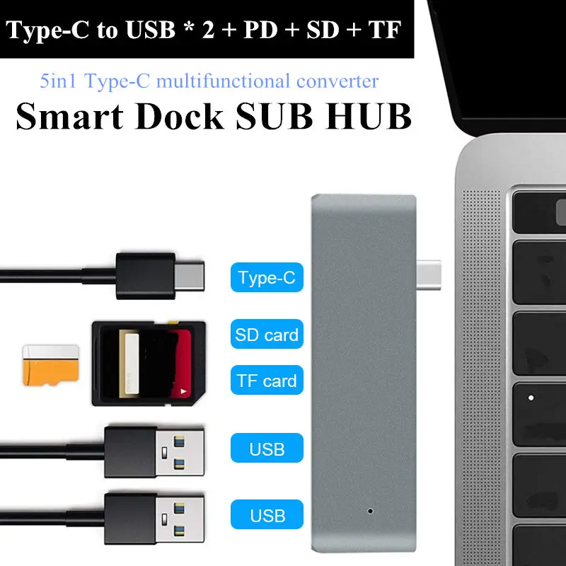 USB Hub Type-C Mosible Hub USB C with USB 3.0 TF SD Reader Slot PD HUB Adapter Dock for iMacBook Pro/Air 2019
USB Hub Type-C Mosible Hub USB C with USB 3.0 TF SD Reader Slot PD HUB Adapter Dock for iMacBook Pro/Air 2019