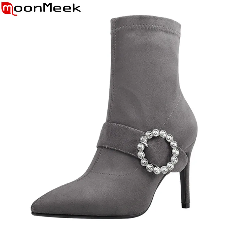 MoonMeek 2020 new brand autumn winter top quality ankle boots sexy stiletto high heels pointed toe women boots black gray
MoonMeek 2020 new brand autumn winter top quality ankle boots sexy stiletto high heels pointed toe women boots black gray