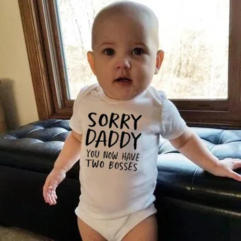 

Sorry Daddy You Know Have Two Bosses Print Funny Newborn Baby Cotton Romper Infant Bebe Boy Girl Short Sleeve Jumpsuit Outfit