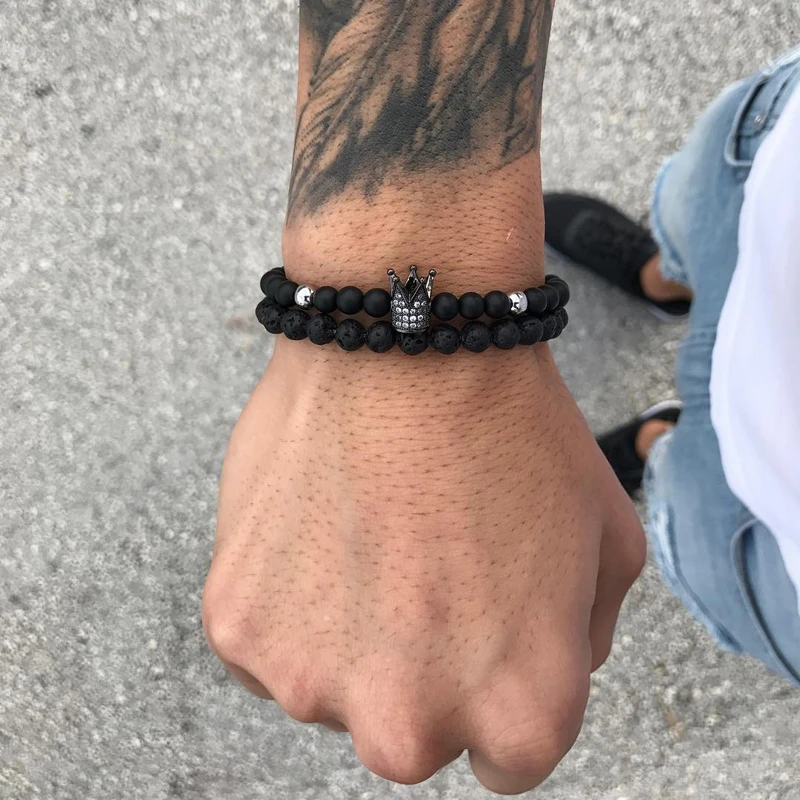 2pcs Men Bracelet 2019 New Fashion Charm CZ Crown accessories Natural stone Beaded Bracelet Set for Male armbanden Man Jewelry
2pcs Men Bracelet 2019 New Fashion Charm CZ Crown accessories Natural stone Beaded Bracelet Set for Male armbanden Man Jewelry
