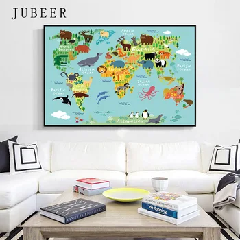Map of The World with Animals Posters and Prints for Baby Room Wall Picture for Children's Room Cute Animal Canvas Painting 
Map of The World with Animals Posters and Prints for Baby Room Wall Picture for Children's Room Cute Animal Canvas Painting