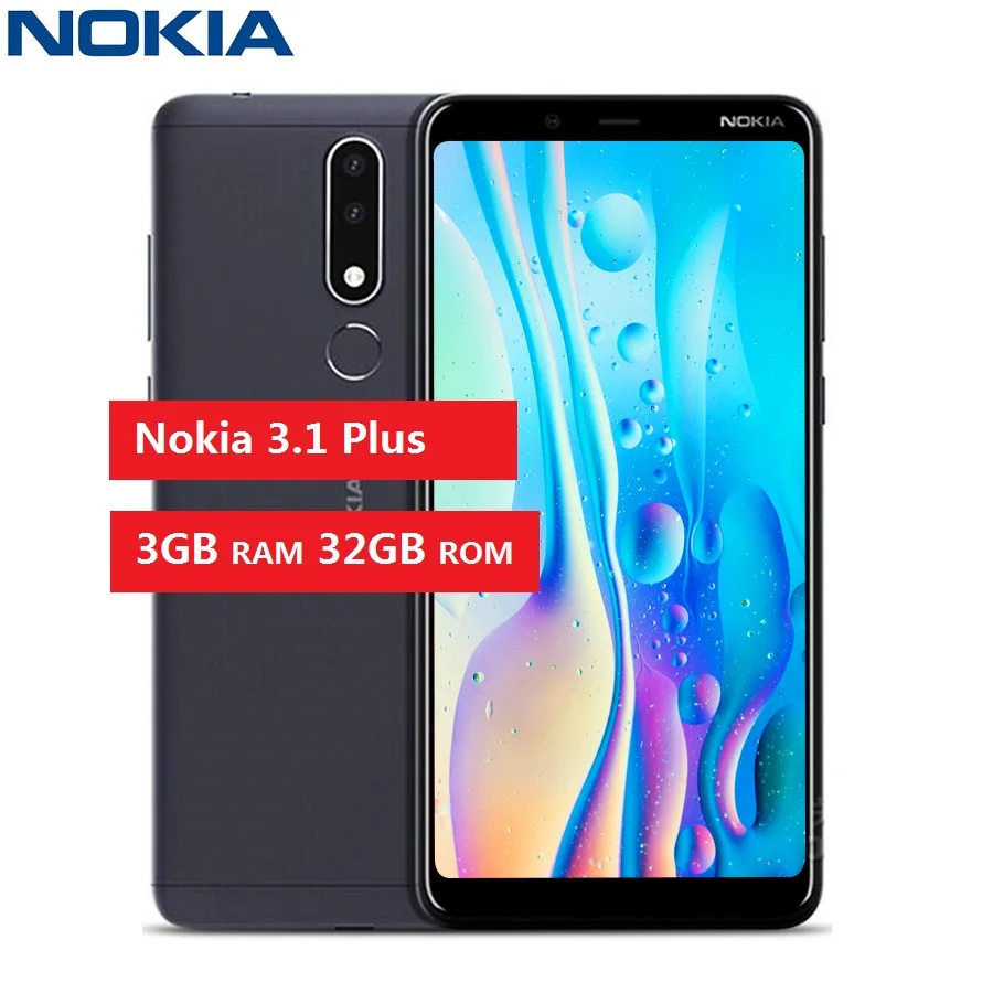 

Nokia 3.1 Plus 4G Smartphone 6.0 inch Android 8.1 MTK 6762 Helio P22 Octa Core 2.0GHz 3GB RAM 32GB ROM Fingerprint Mobile Phone