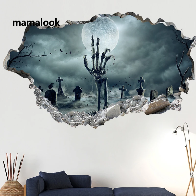 Halloween cemetery skull white bone palm decoration wall stickers living room bedroom children's room decoration painting
Halloween cemetery skull white bone palm decoration wall stickers living room bedroom children's room decoration painting
