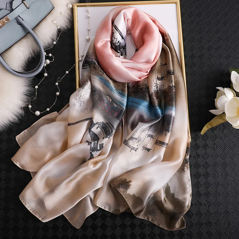 2019 Brand Designer Shawls and Wraps Vintage Style Ink and Wash Pattern Silk Scarf Women Lady Christmas Gift Long Foulard Hijab
2019 Brand Designer Shawls and Wraps Vintage Style Ink and Wash Pattern Silk Scarf Women Lady Christmas Gift Long Foulard Hijab