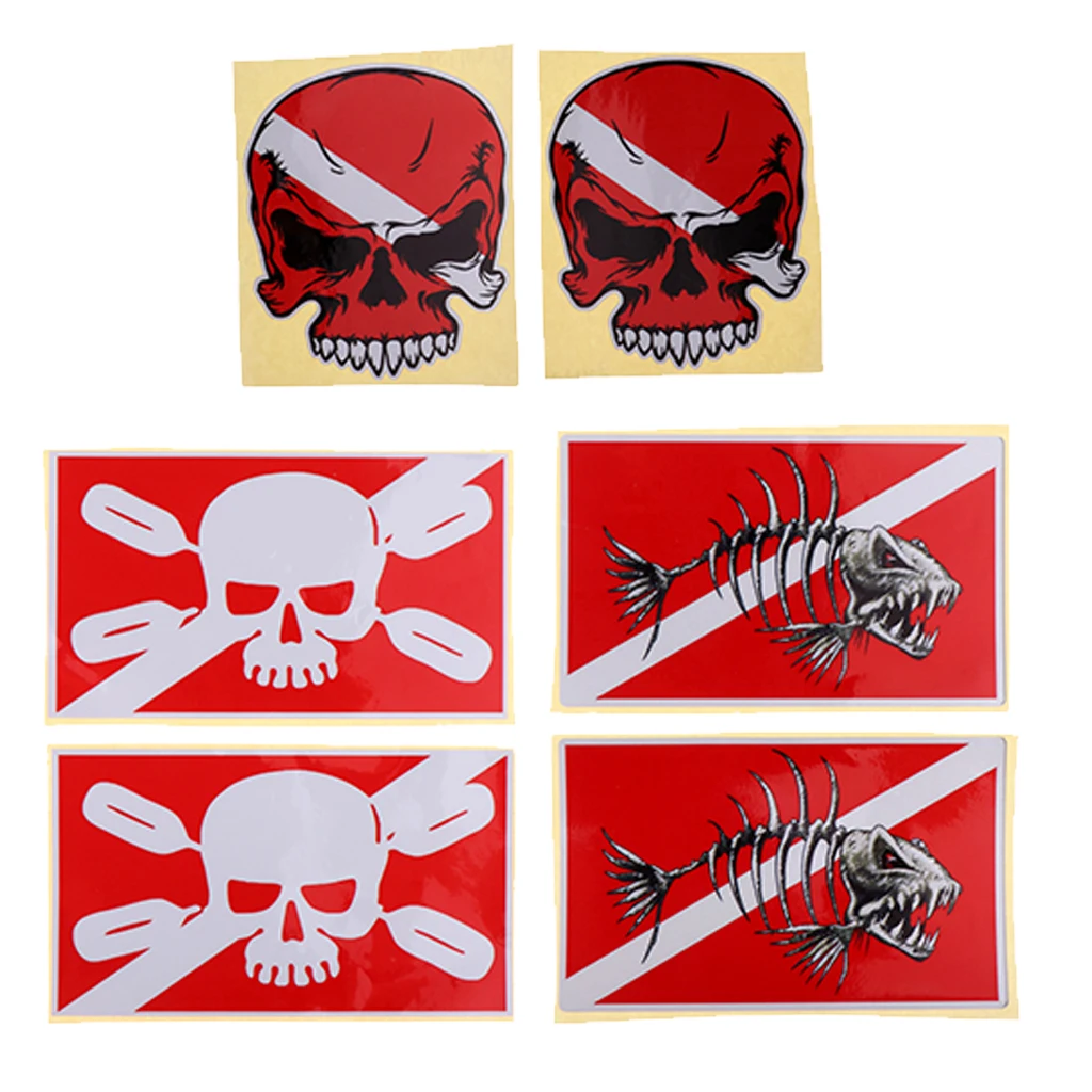 Set of 6pcs Scuba Diving Flag Stickers Dive Gear Tank Bag Decals Flippers Decoration Set of 6pcs Scuba Diving Flag Stickers Dive Gear Tank Bag Decals Flippers Decoration