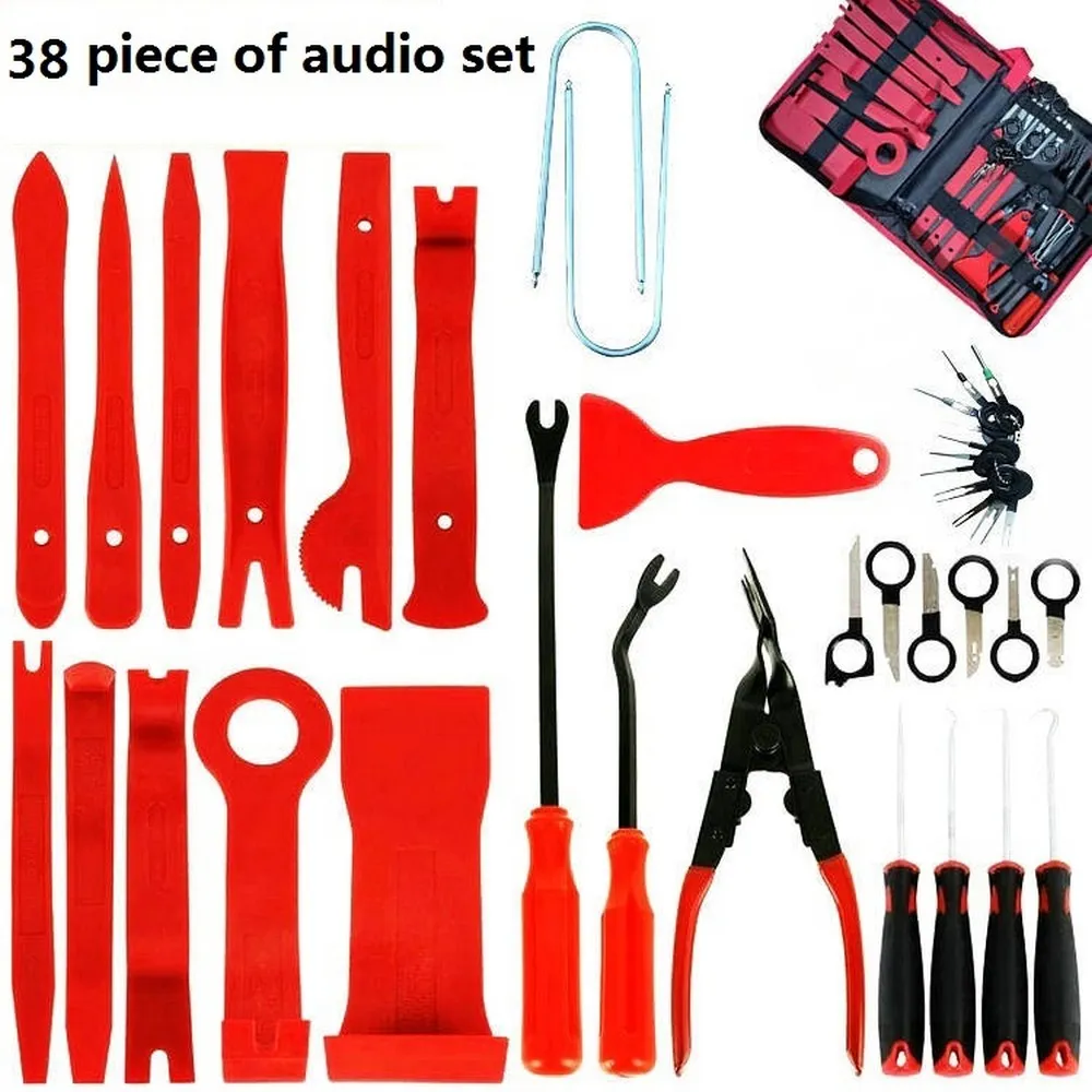 38pcs Car Audio Disassembly Tool Set Removal Trim Panel Dashboard Car DVD Player Auto Door Panel Removal Hand Tool Kit
38pcs Car Audio Disassembly Tool Set Removal Trim Panel Dashboard Car DVD Player Auto Door Panel Removal Hand Tool Kit