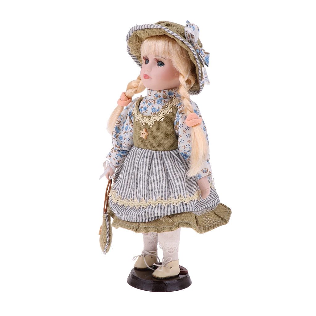 12Inch Porcelain Victorian Doll Standing Girl Dolls with Wooden Stand, for Valentine Gift, for Home Office Desk Table Ornaments 12Inch Porcelain Victorian Doll Standing Girl Dolls with Wooden Stand, for Valentine Gift, for Home Office Desk Table Ornaments