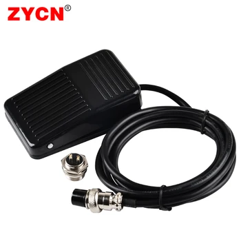 ZYCN TFS-1 풋 페달 스위치, 미끄럼 방지 금속 순간 전력 SPDT 모터 컨트롤러, 자체 리셋 3 핀 와이어, 20cm, 2m, 220V, 10A