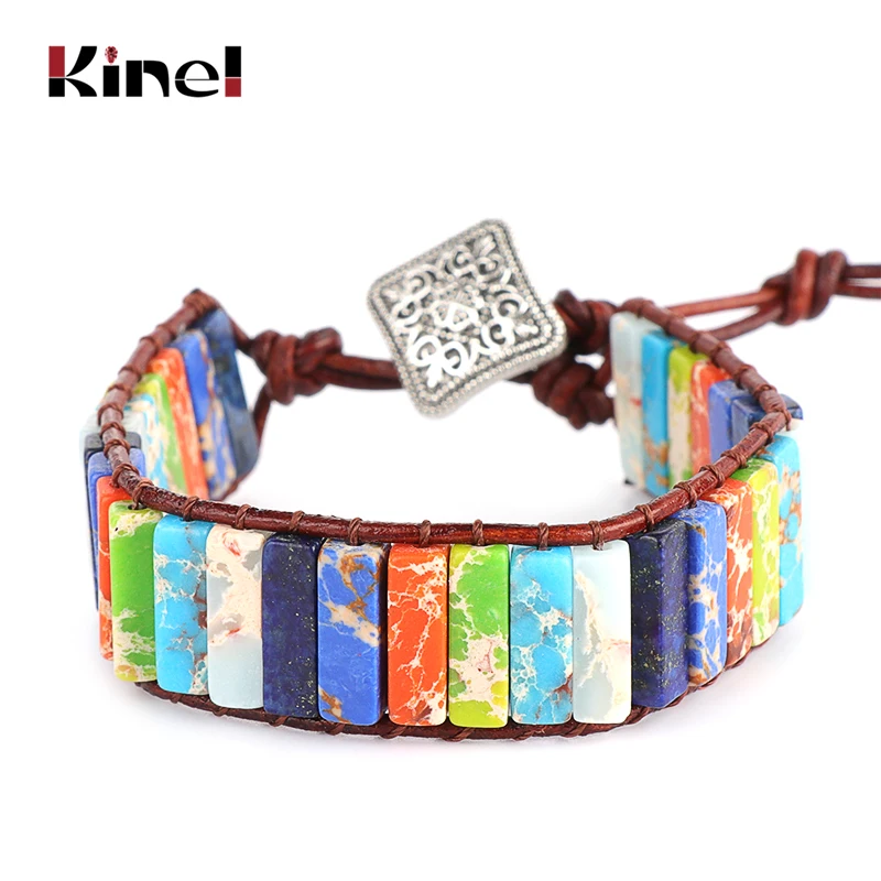 Chakra Bracelet Jewelry Handmade Multi Color Natural Stone Tube Beads Leather Wrap Bracelet Couples Bracelets Creative Gifts
Chakra Bracelet Jewelry Handmade Multi Color Natural Stone Tube Beads Leather Wrap Bracelet Couples Bracelets Creative Gifts