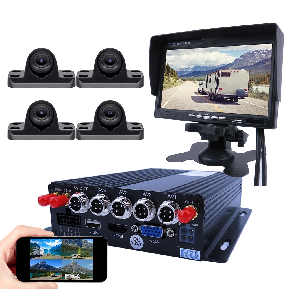 4 канала 4G GPS WIFI 1080P 512 Гб мобильный автомобильный видеорегистратор Система