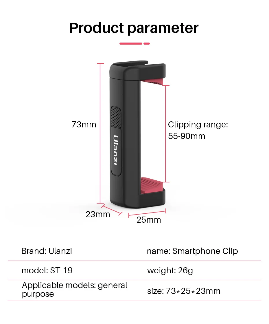 Ulanzi ST-19 Portable Phone Holder Phone Mount Clamp Clip With Cold Shoe 1/4'' Tripod Mount Stand Mic Fill Light for TikTok Vlog Ulanzi ST-19 Portable Phone Holder Phone Mount Clamp Clip With Cold Shoe 1/4'' Tripod Mount Stand Mic Fill Light for TikTok Vlog