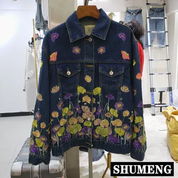 2020 Spring New Retro Flowers Embroidery Jeans Coat Women's Fashion Denim Jacket High Quality Female Cowboy Coats Outwear
2020 Spring New Retro Flowers Embroidery Jeans Coat Women's Fashion Denim Jacket High Quality Female Cowboy Coats Outwear