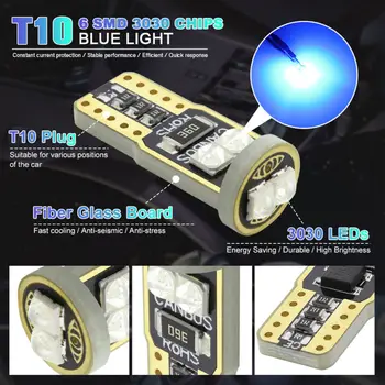 10Pcs T10 LED Canbus 6SMD 194 W5W Blue Wedge Side Light Car Dome Map Lamp Bulbs 24.5x9.7x9mm 3030 Chips Car Lights
10Pcs T10 LED Canbus 6SMD 194 W5W Blue Wedge Side Light Car Dome Map Lamp Bulbs 24.5x9.7x9mm 3030 Chips Car Lights