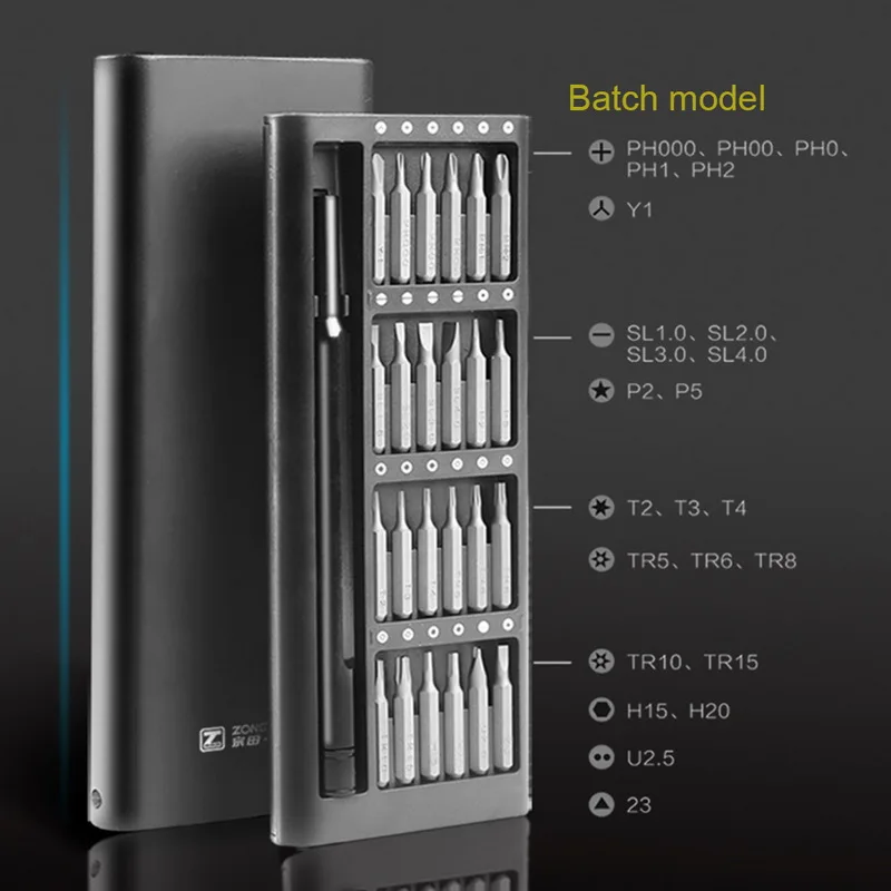 Multi-purpose Precision Screwdriver Set 24 Magnetic Screw Bits Box Batch Model Daily Household Maintenanc Kit For Phones IPad
Multi-purpose Precision Screwdriver Set 24 Magnetic Screw Bits Box Batch Model Daily Household Maintenanc Kit For Phones IPad