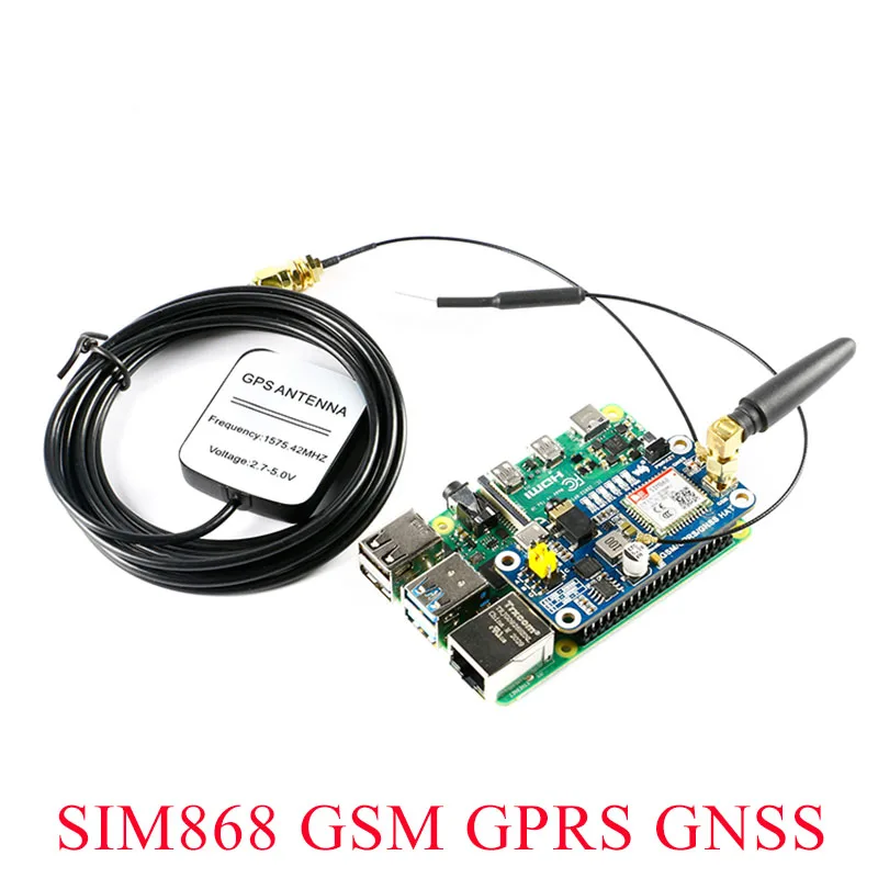

SIM868 GSM GPRS GNSS Bluetooth 3.0 HAT for Raspberry Pi 2B/3B/Zero/Zero W Support SMS Phone Call CP2102 UART WS0005