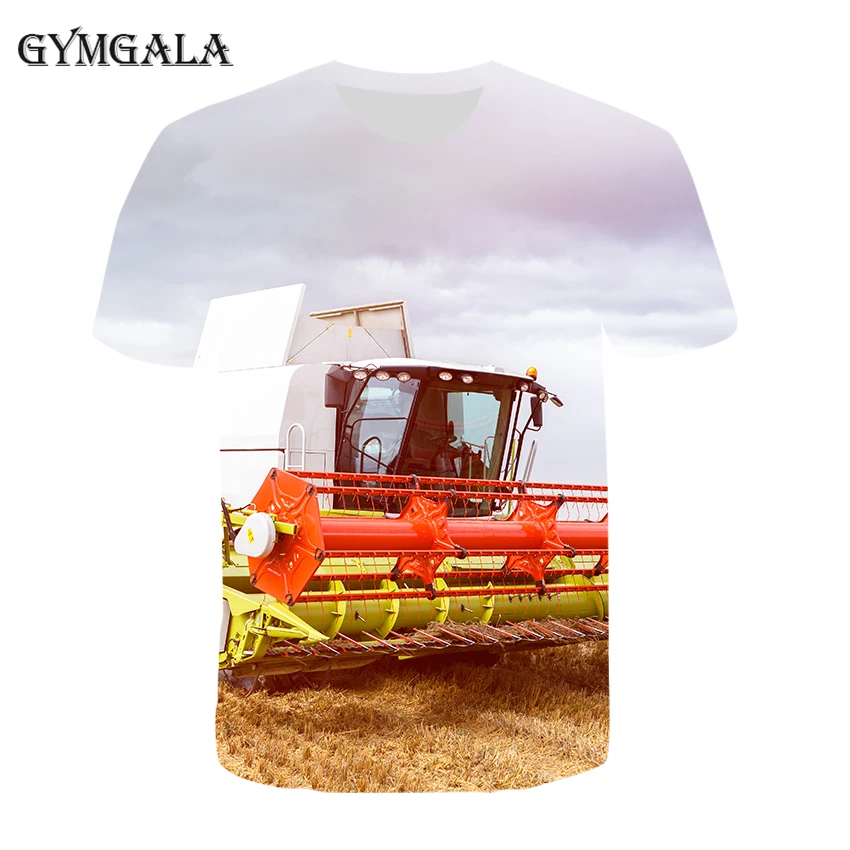 

Street Chinese-American style fashion rice field tractor 3D printing T-shirt men and women can wear styles casual loose short sl