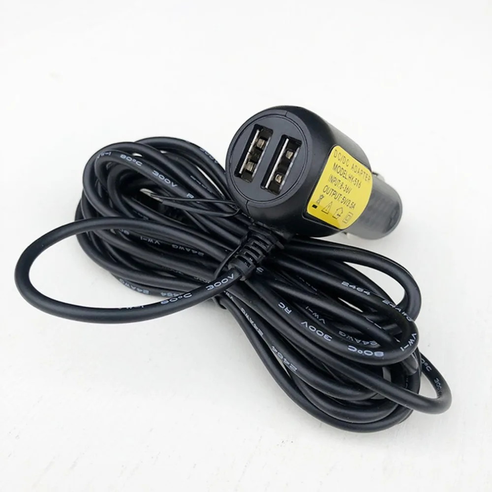 driving recorder car charger with dual usb interface 8-36v