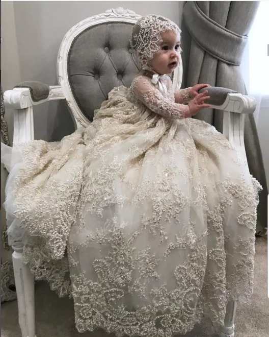 Luxury White Ivory Christening Gown 