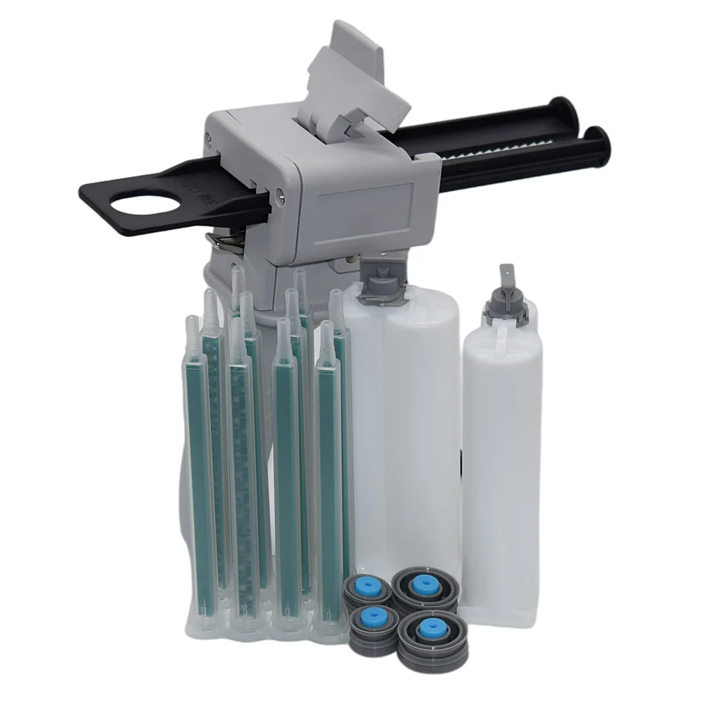 2pc 50ml 1:2 Empty Dual-Barrel Cartridge and 10pcs 115mm Static Mixing Nozzles Set with 50ml Manual Caulking Gun 1:2 AB Glue Gun 
2pc 50ml 1:2 Empty Dual-Barrel Cartridge and 10pcs 115mm Static Mixing Nozzles Set with 50ml Manual Caulking Gun 1:2 AB Glue Gun