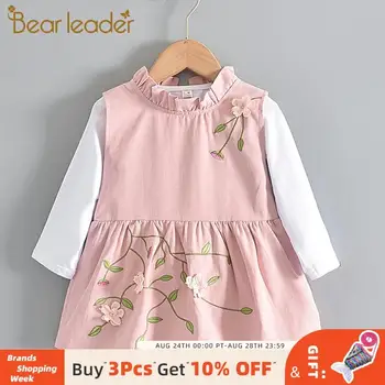 Bear Leader Baby Girls Floral Dresses 2020 New Kids Girl Flowers Embroidery Dress Autumn Sweet Clothes Casual Newborn Outfits