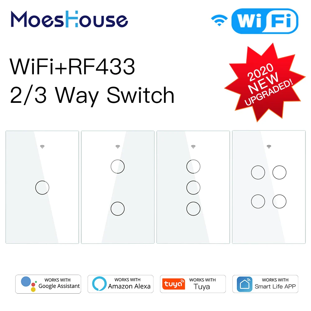 Smart Glass Panel Switch Smart Life/Tuya App Multi-Control Association, Voice Control with Alexa,Google Home,1/2/3/4 Gang
Smart Glass Panel Switch Smart Life/Tuya App Multi-Control Association, Voice Control with Alexa,Google Home,1/2/3/4 Gang